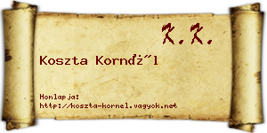 Koszta Kornél névjegykártya